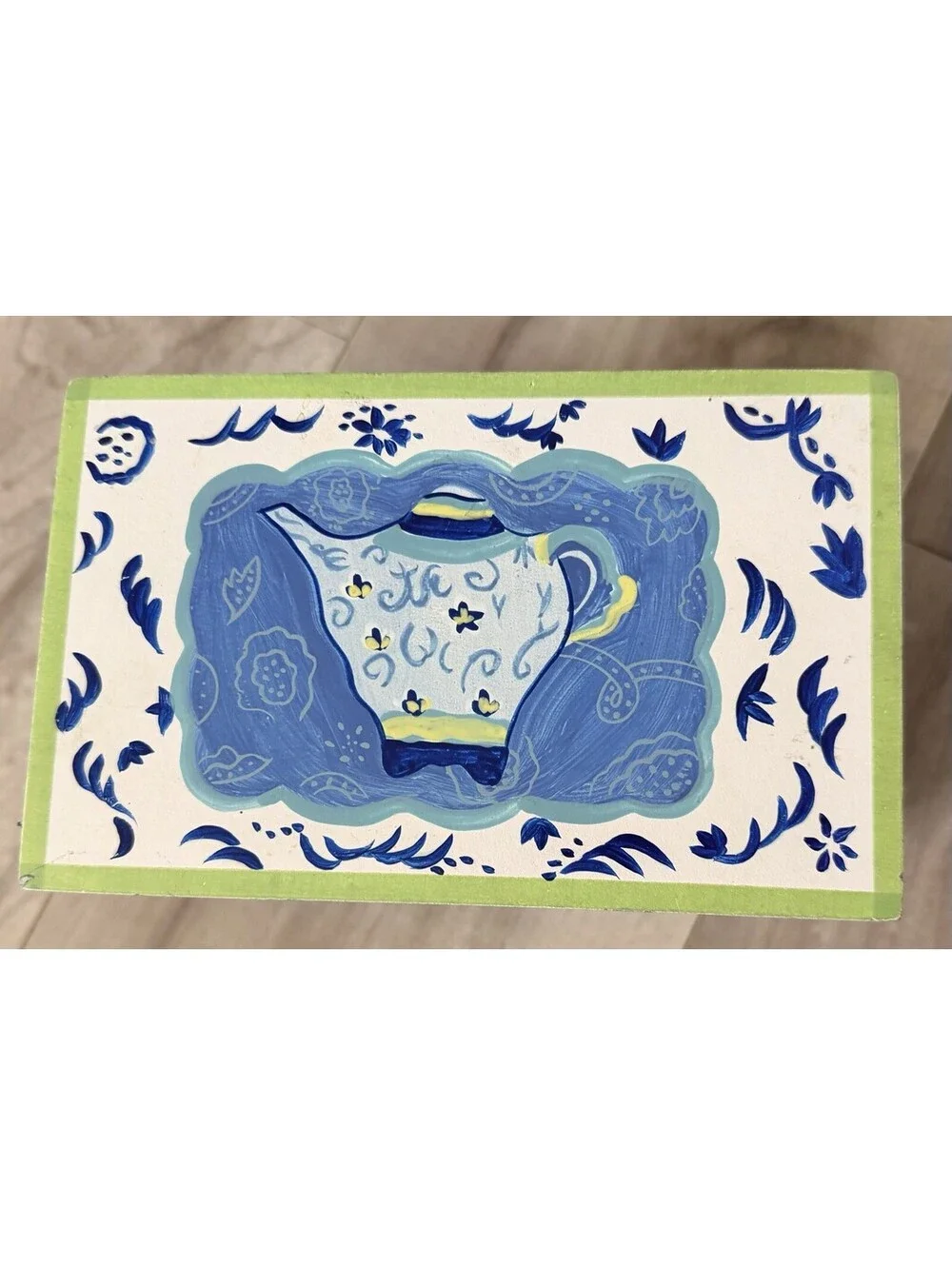 Hallmark Recipe Box By Kimberly Hodges Blue Green Teapot Design